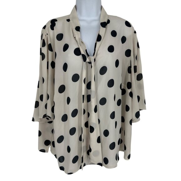 Eloquii Tie Neck Blouse Womens Flowy 3/4 Sleeve Lightweight Top Size 22 - Picture 1 of 11